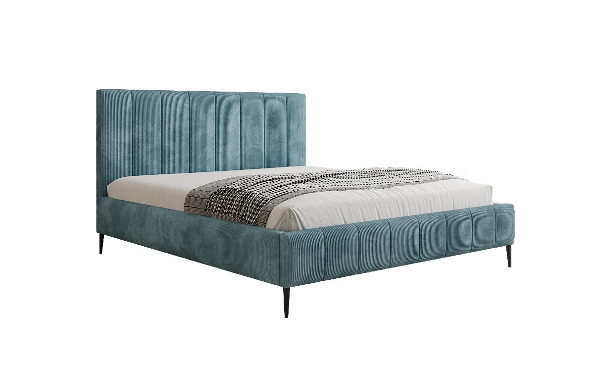 Designer gestoffeerd bed Astrid in Ribstof met opbergruimte