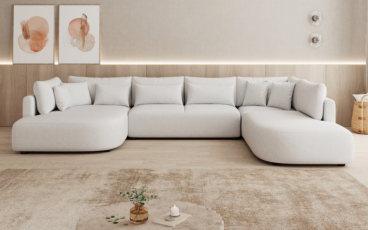 Designer Sofa Ando - Wohnlandschaft in Strukturstoff