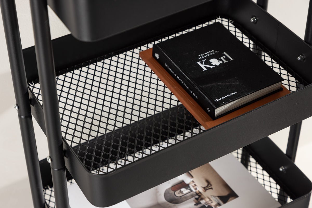 Regal Manaus – rollend rek met 4 planken in Zwart