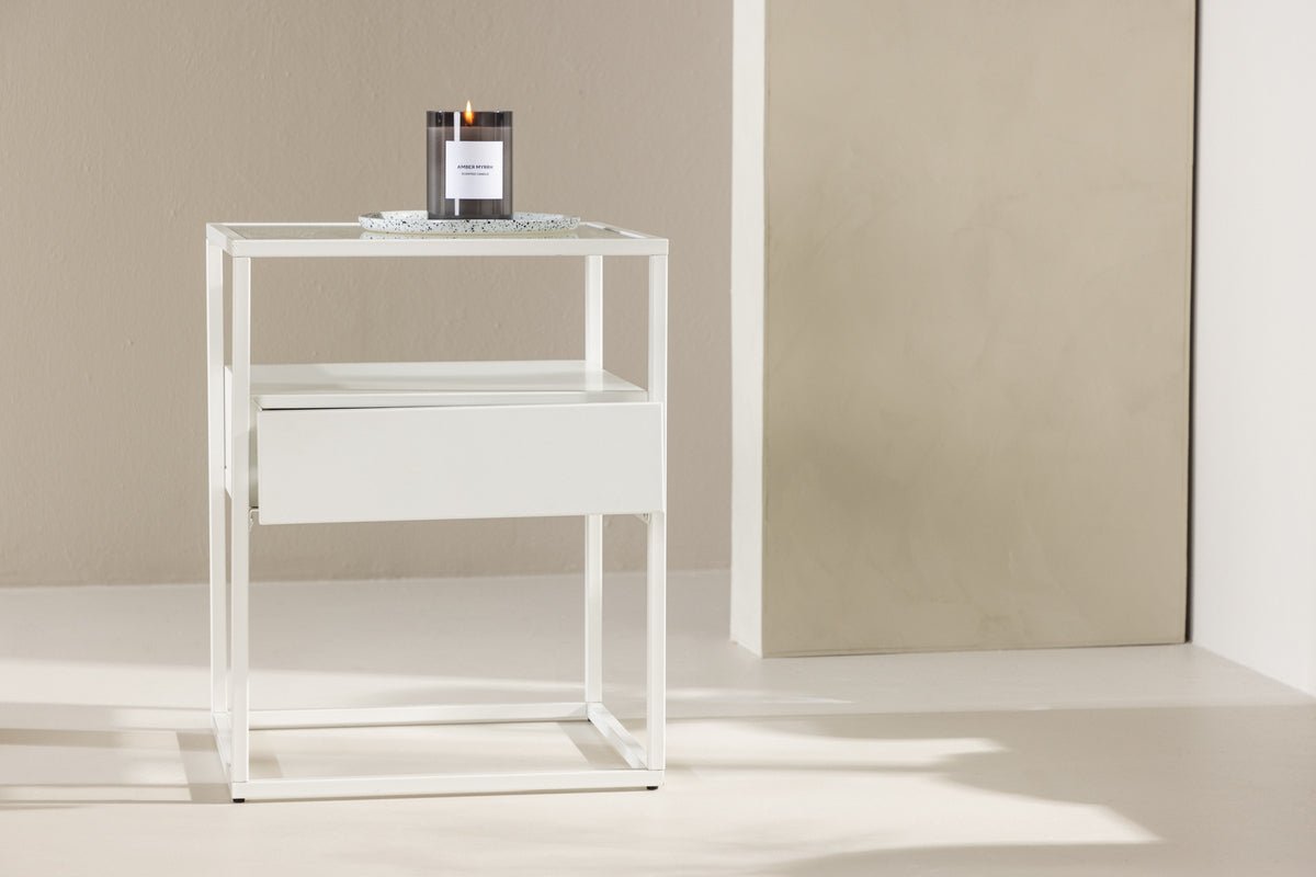 Table d'appoint Celia – en deux couleurs avec plateau en verre