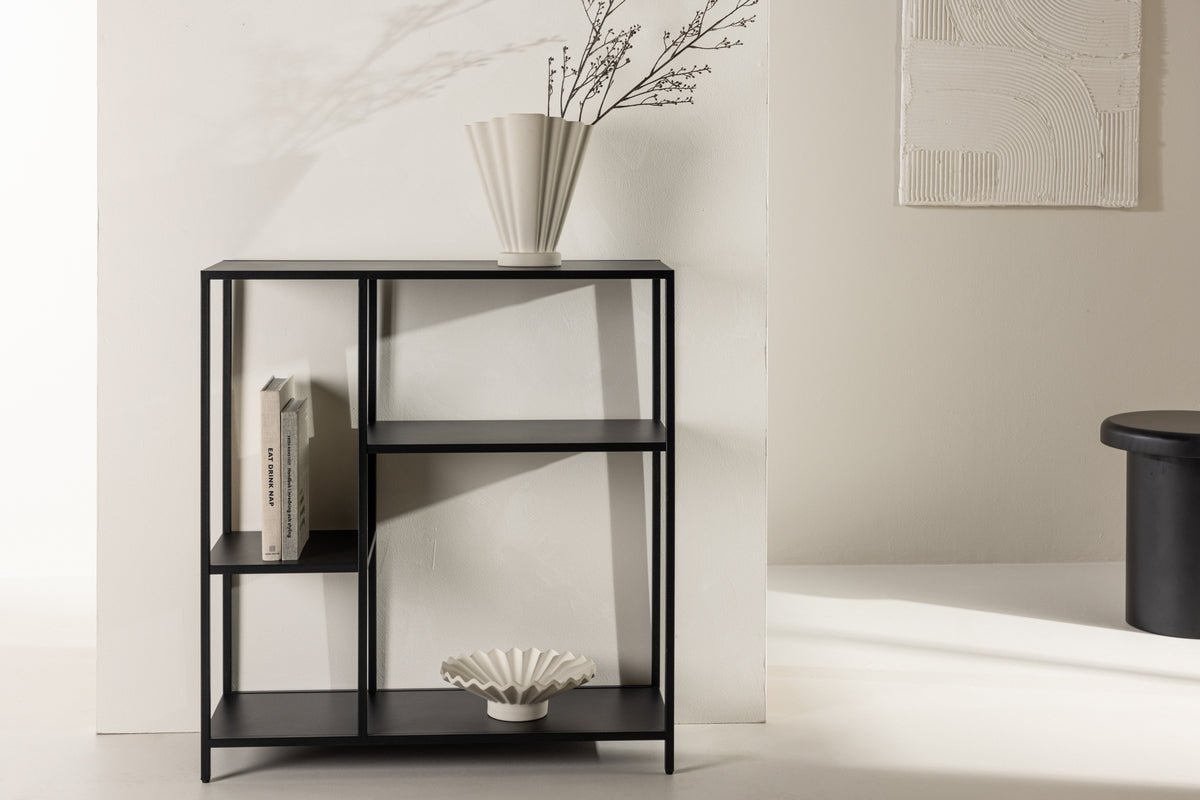 Table d'appoint Pinar – en Noir avec trois surfaces de rangement