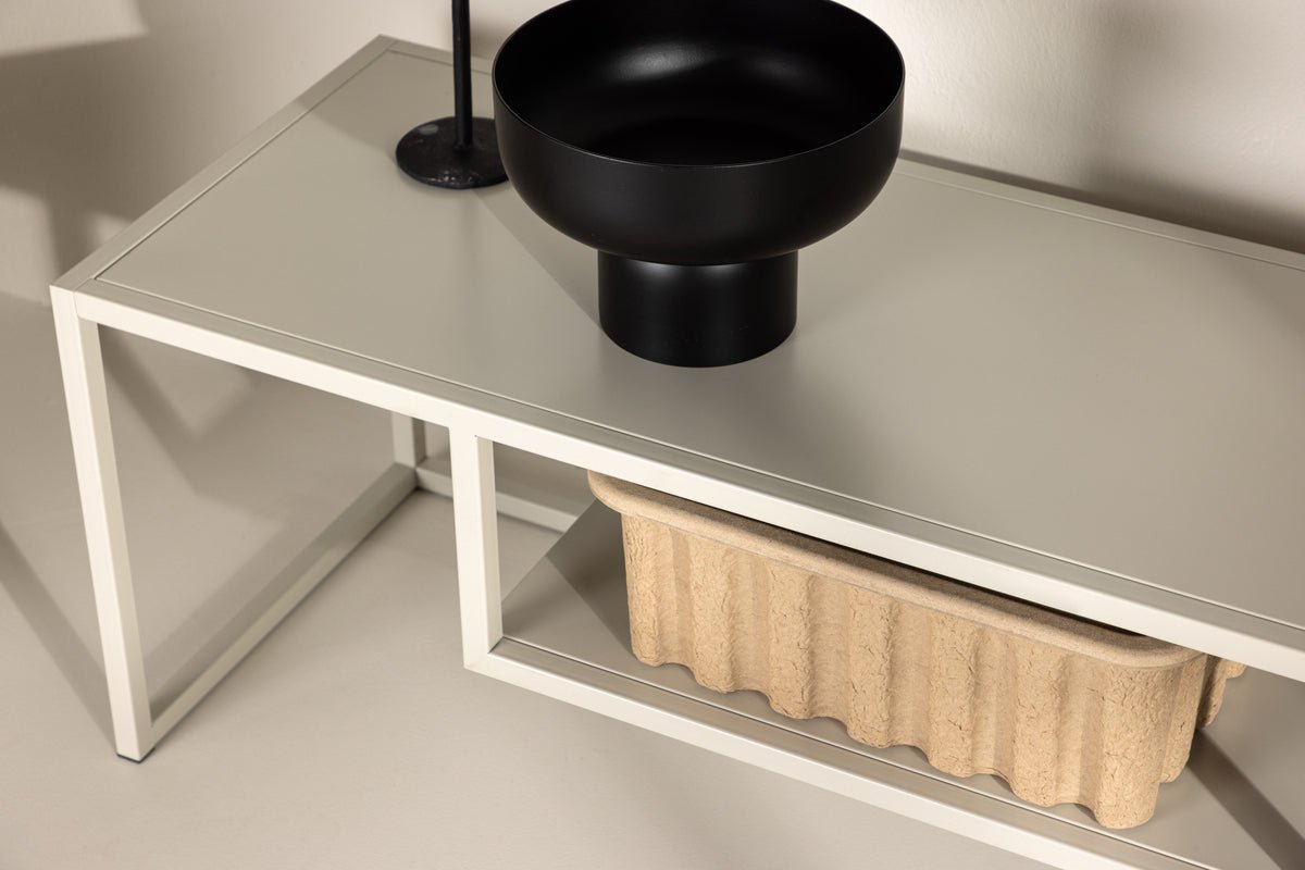 Designer TV-Lowboard Arvigo – Beige/Zwart, mat, van staal