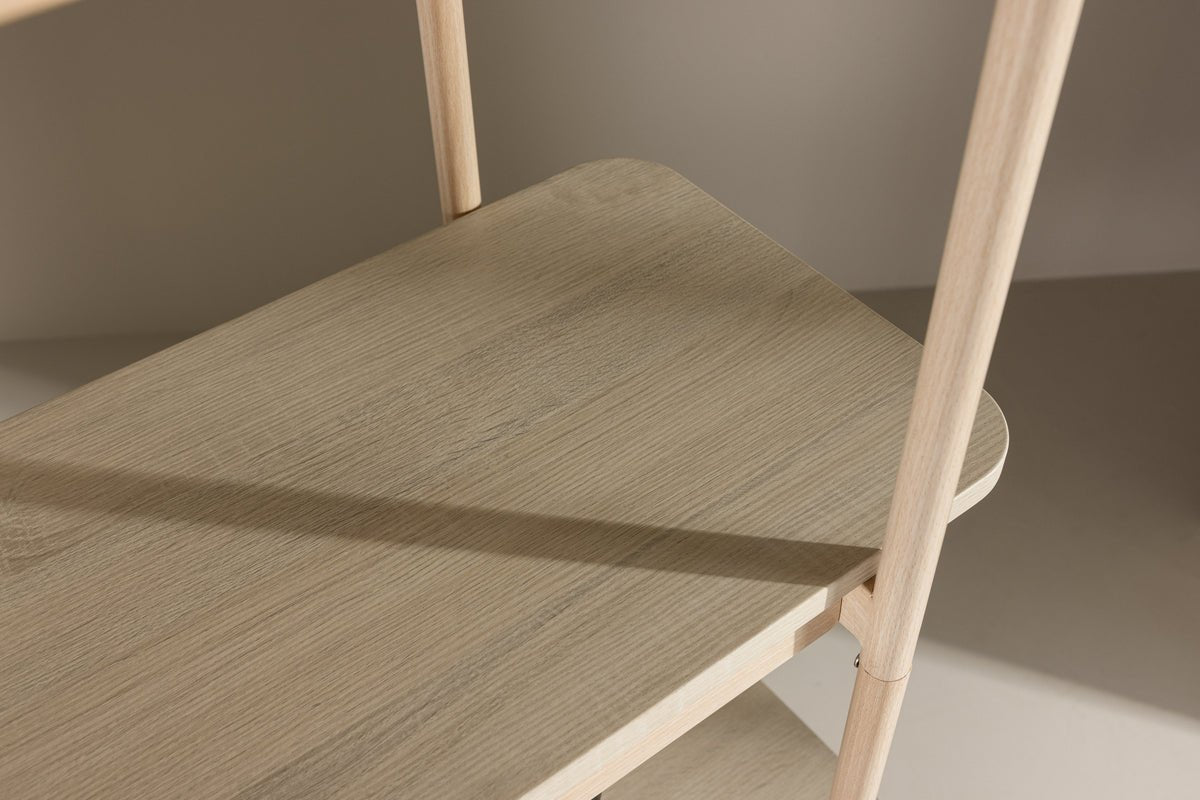 Regal Heim – hohes Standregal in Whitewash mit 5 Ablagen