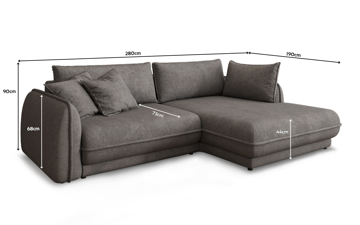 Canapé design Mojave II Tissu avec fonction couchage et rangement
