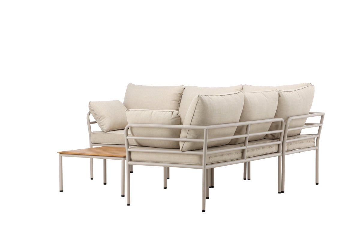 Tuin Loungeset Sienna – 3-delige Outdoor Sofa Set in Beige met Acaciahouten Tafel