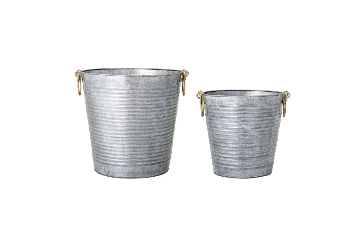 Ensemble de pots de fleurs Varese – Aspect zinc antique en gris (lot de 2)
