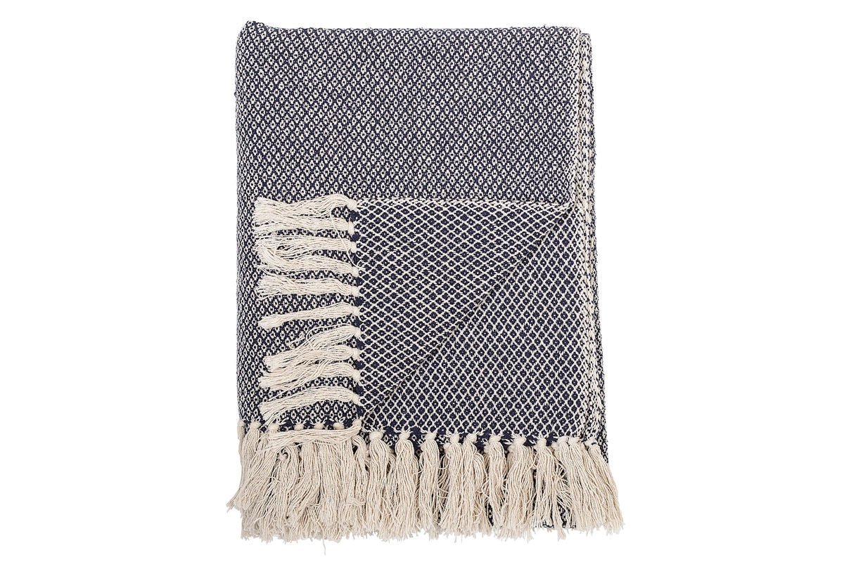 Plaid Tula – Bleu, en coton recyclé