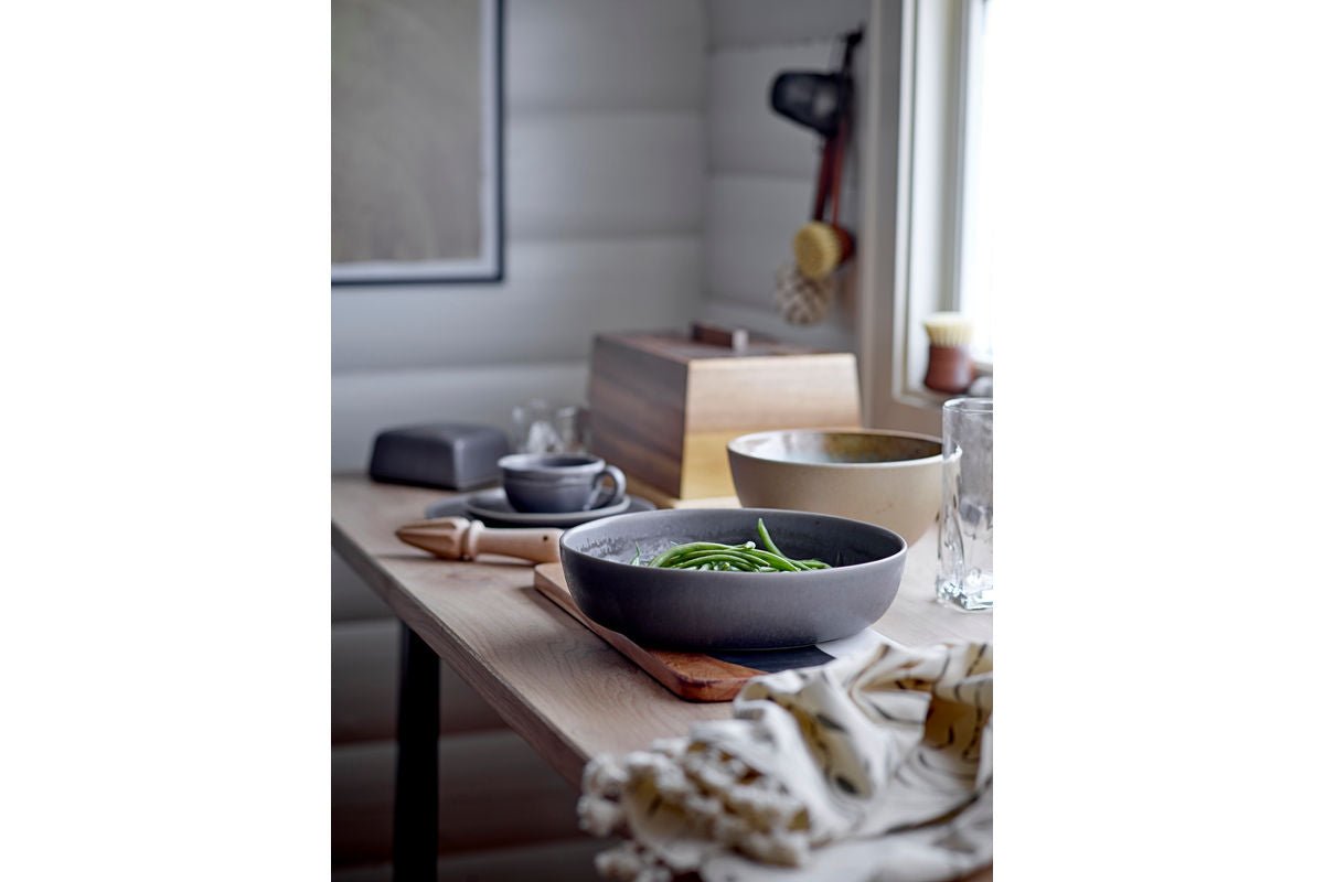 Kom Lina - van steengoed met bamboedeksel