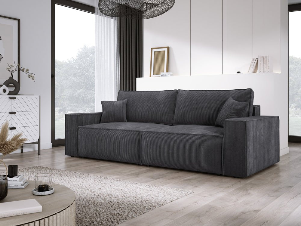 Canapé designer Velanova 3 places Côtelé avec fonction couchage et rabattable