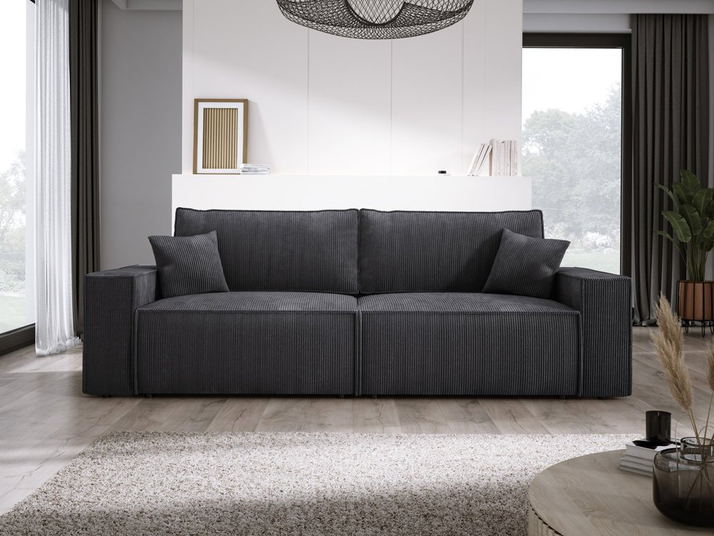 Canapé designer Velanova 3 places Côtelé avec fonction couchage et rabattable