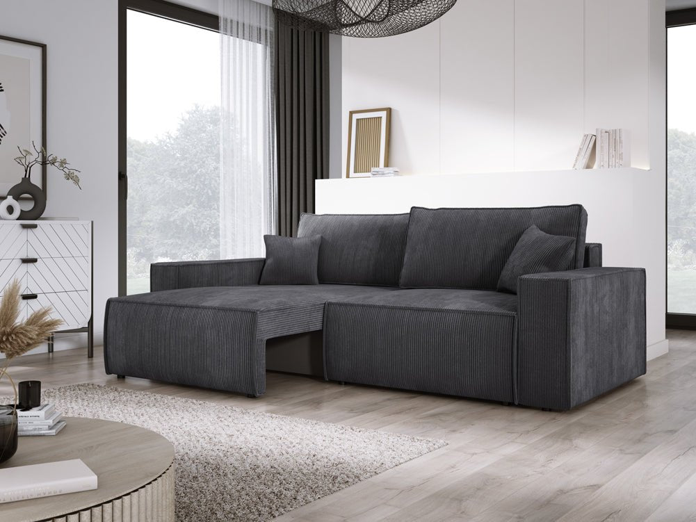 Canapé designer Velanova 3 places Côtelé avec fonction couchage et rabattable