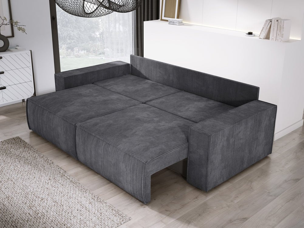 Canapé designer Velanova 3 places Côtelé avec fonction couchage et rabattable