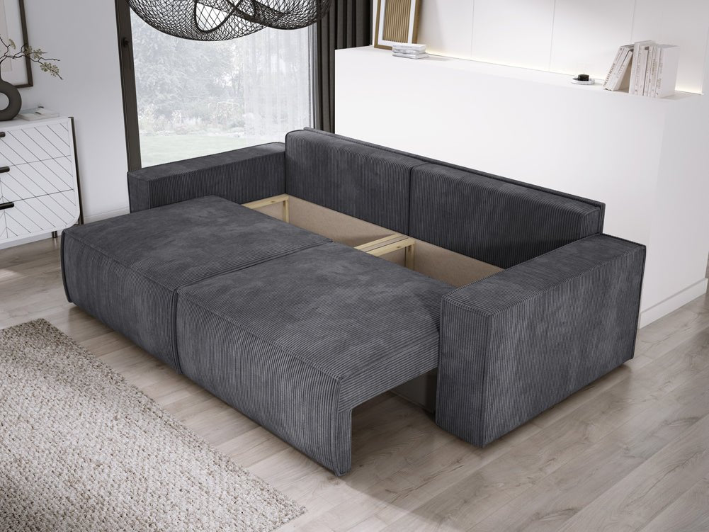 Canapé designer Velanova 3 places Côtelé avec fonction couchage et rabattable