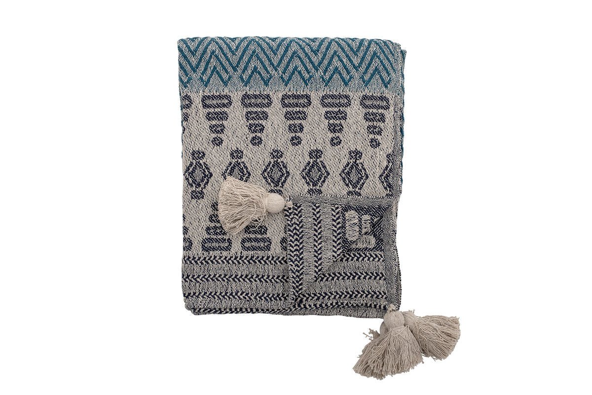 Plaid Lani – Bleu, en coton recyclé