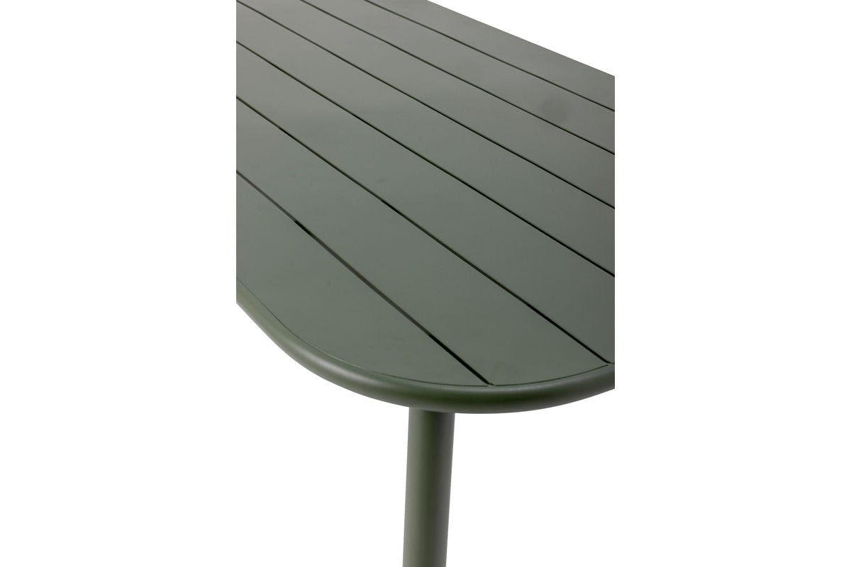 Garten-Esstisch Camala - Tiefgrüne geschwungene rechteckige Tischplatte