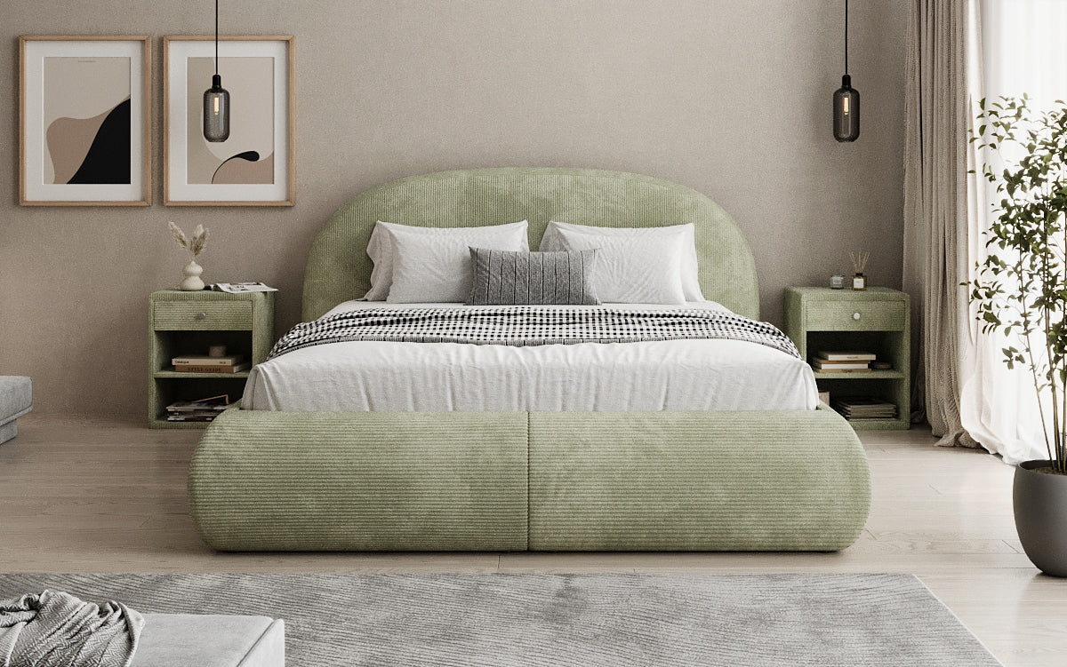 Designer Polsterbett Loop in Cord mit Stauraum