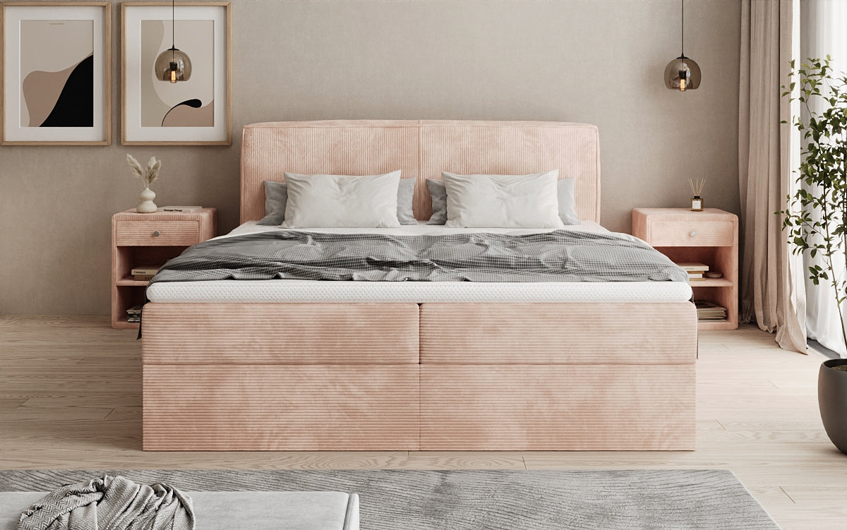 Boxspringbett Marea in Cord mit Stauraum