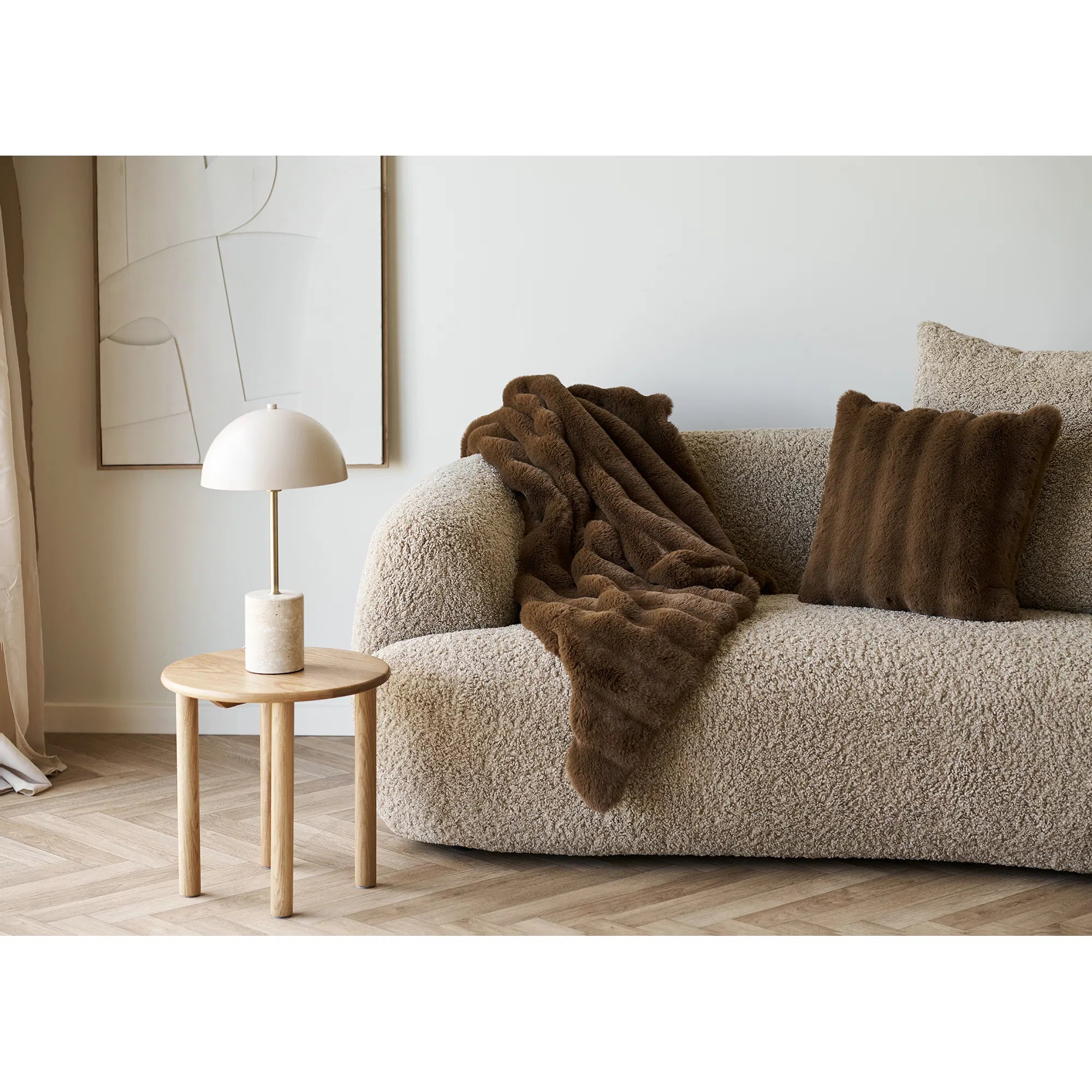 Couvre-lit en peluche Tao en Fourrure synthétique Marron 130x180 cm