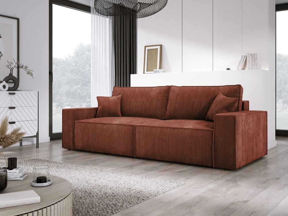 Canapé designer Velanova 3 places Côtelé avec fonction couchage et rabattable