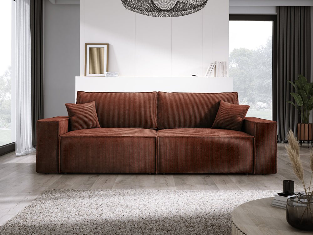 Canapé designer Velanova 3 places Côtelé avec fonction couchage et rabattable