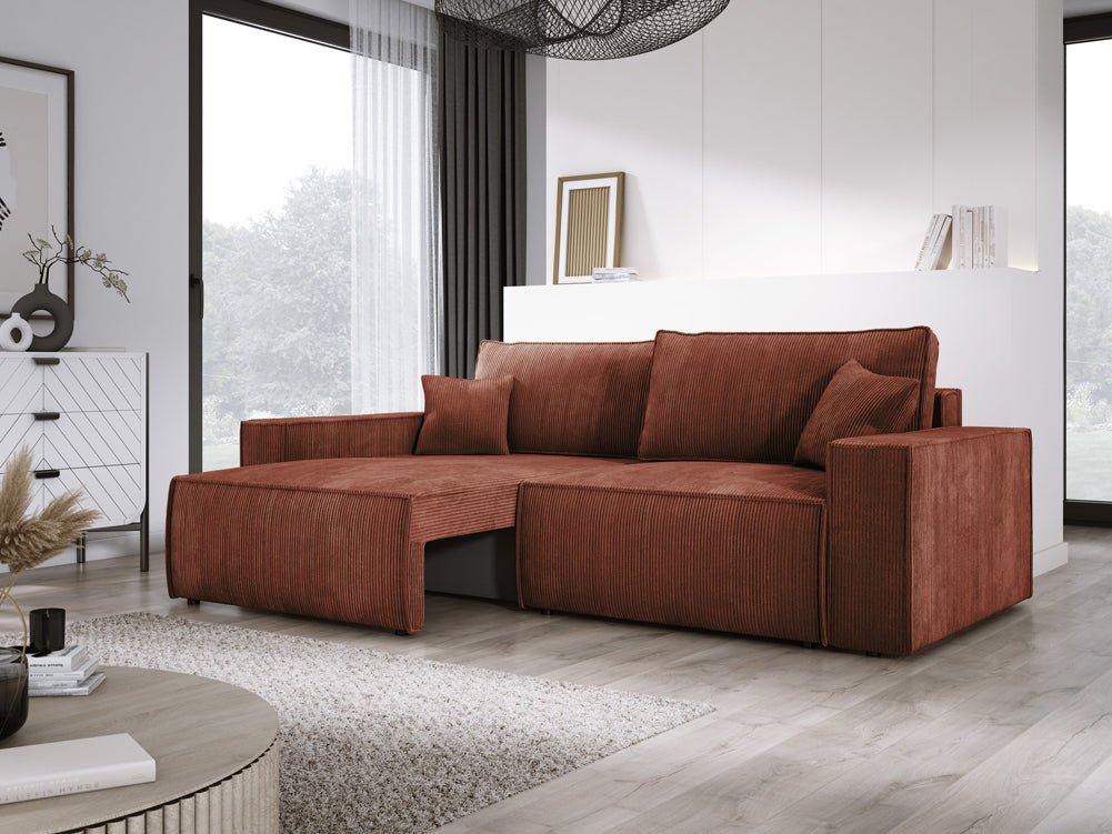 Canapé designer Velanova 3 places Côtelé avec fonction couchage et rabattable