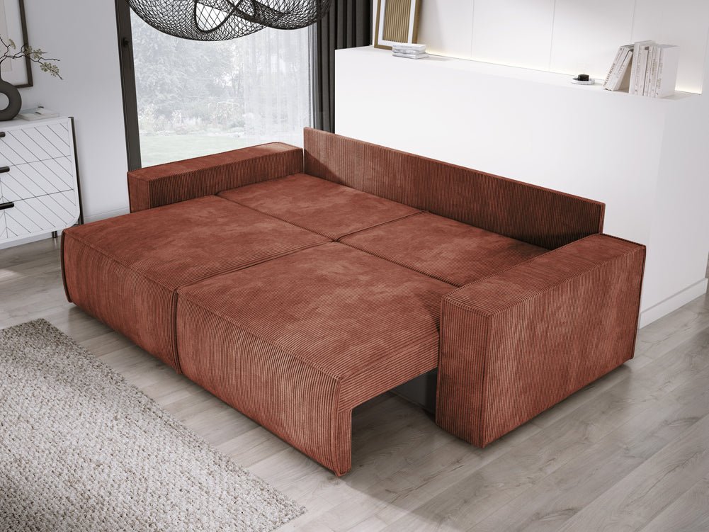 Canapé designer Velanova 3 places Côtelé avec fonction couchage et rabattable