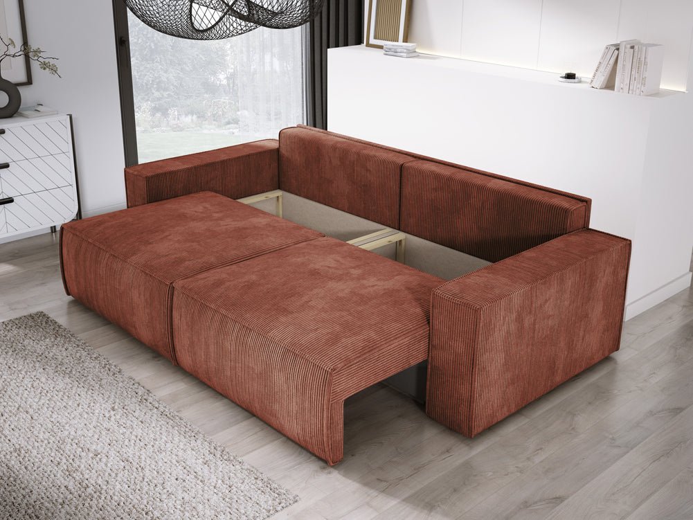 Canapé designer Velanova 3 places Côtelé avec fonction couchage et rabattable