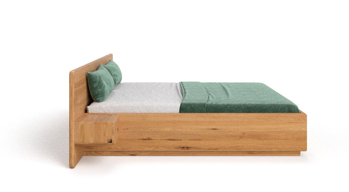Lit en bois design Fiona en Chêne massif avec rangement
