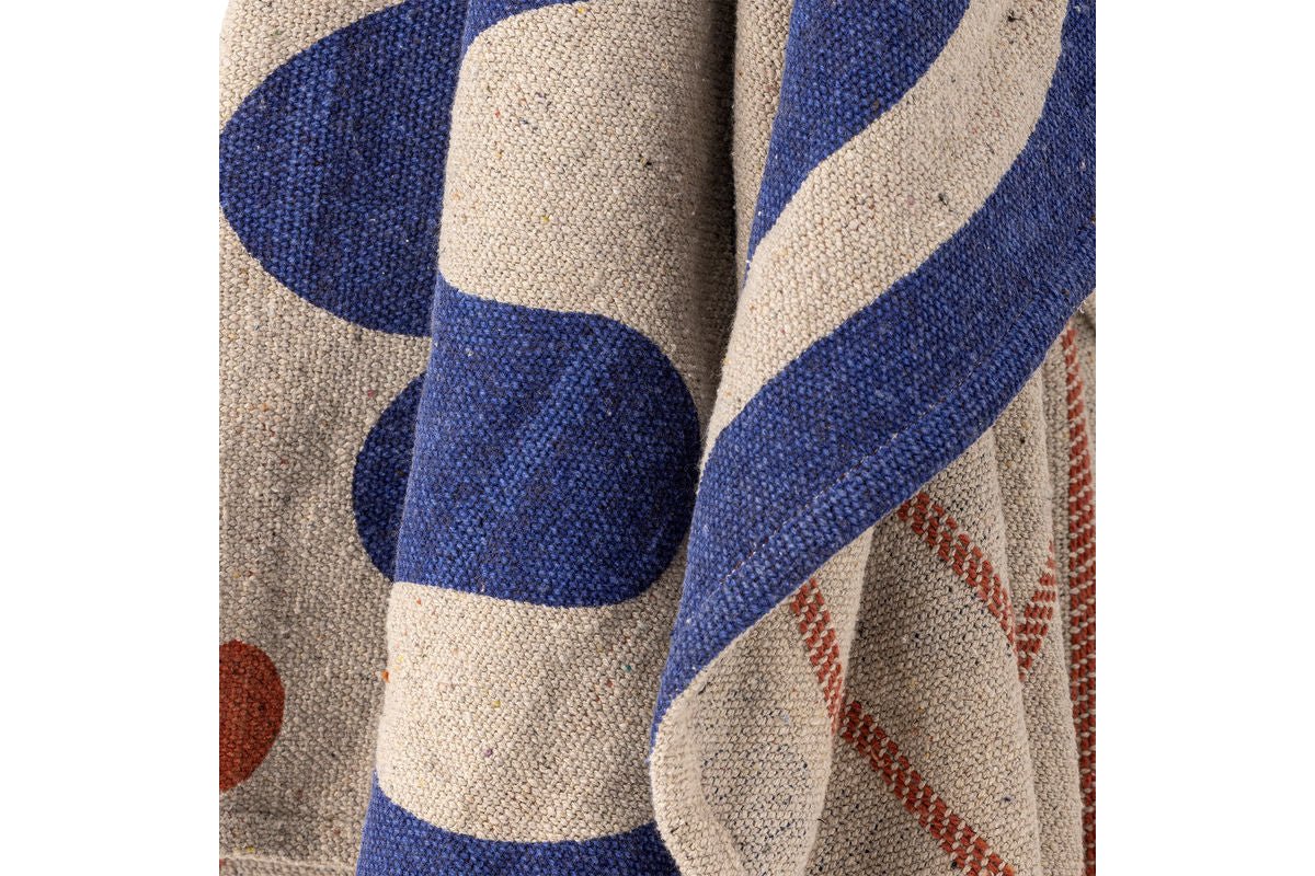 Plaid Kiral - Bleu, en coton recyclé