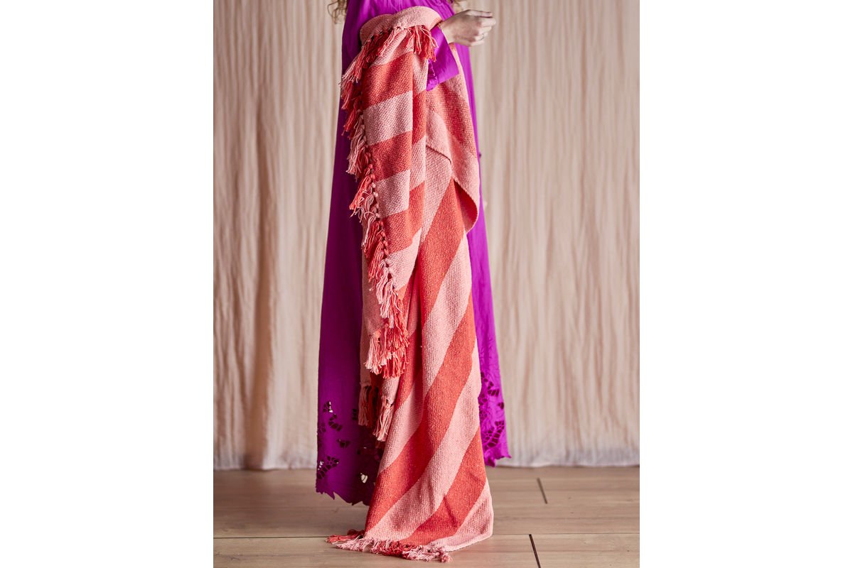 Plaid Niam - Orange, en coton recyclé