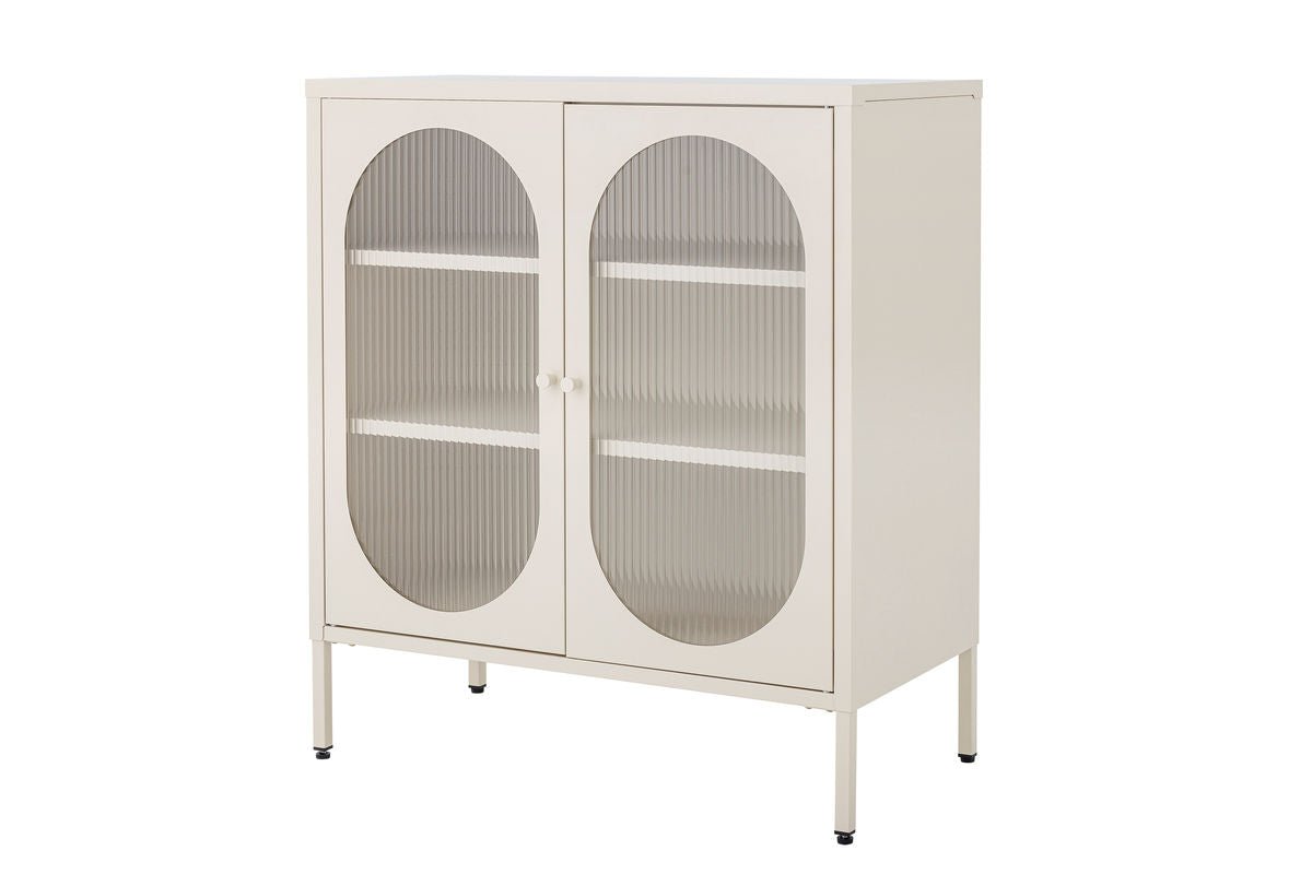 Commode Savona – Verre strié en ton sable doux