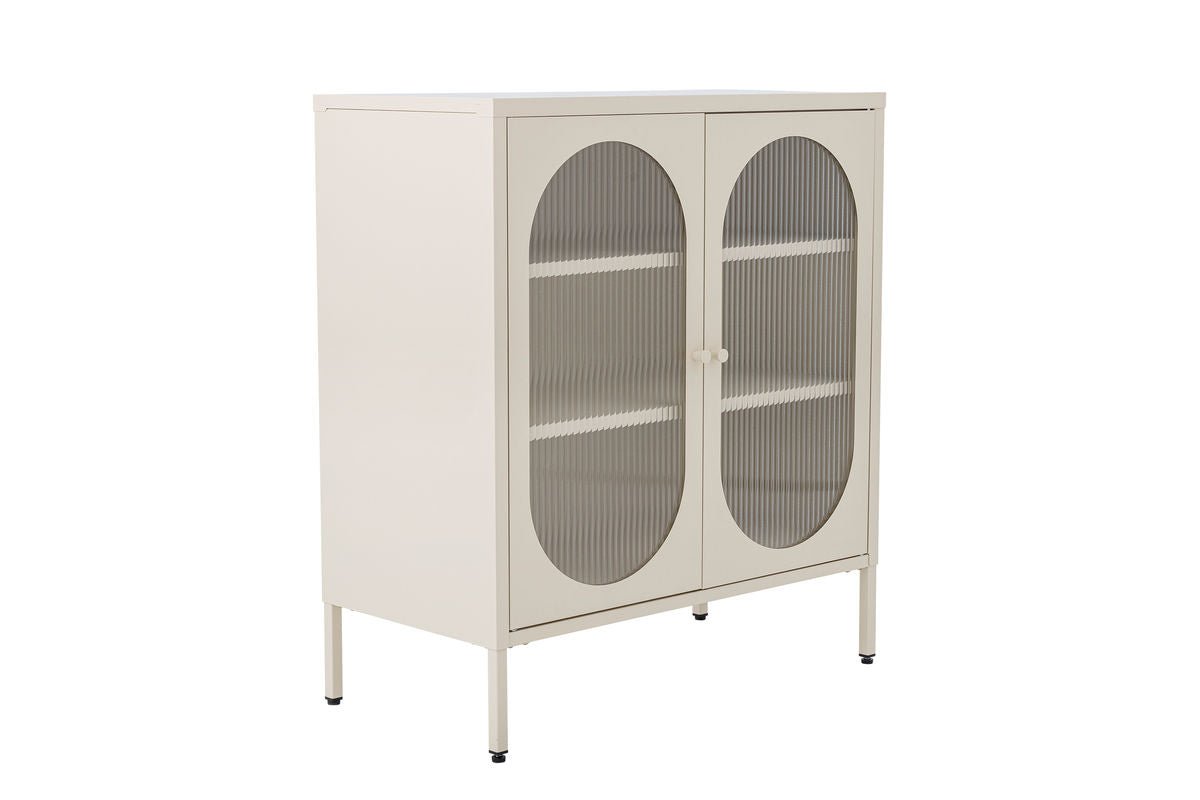 Commode Savona – Verre strié en ton sable doux