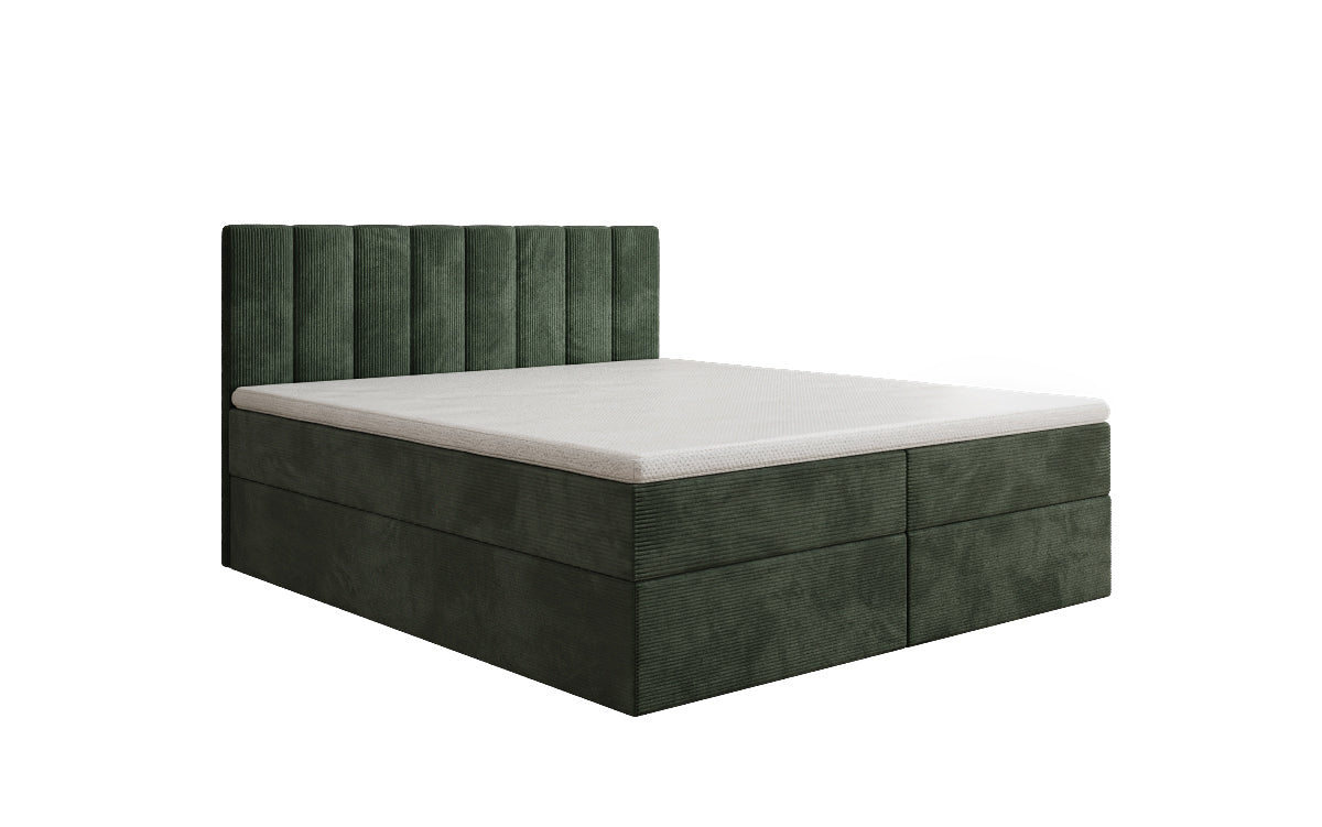 Lit boxspring Sofia en Côtelé avec espace de rangement