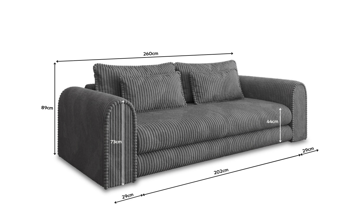 Designbank Lil Buddy 3-zits met slaapfunctie en opbergruimte in breedcorduroy