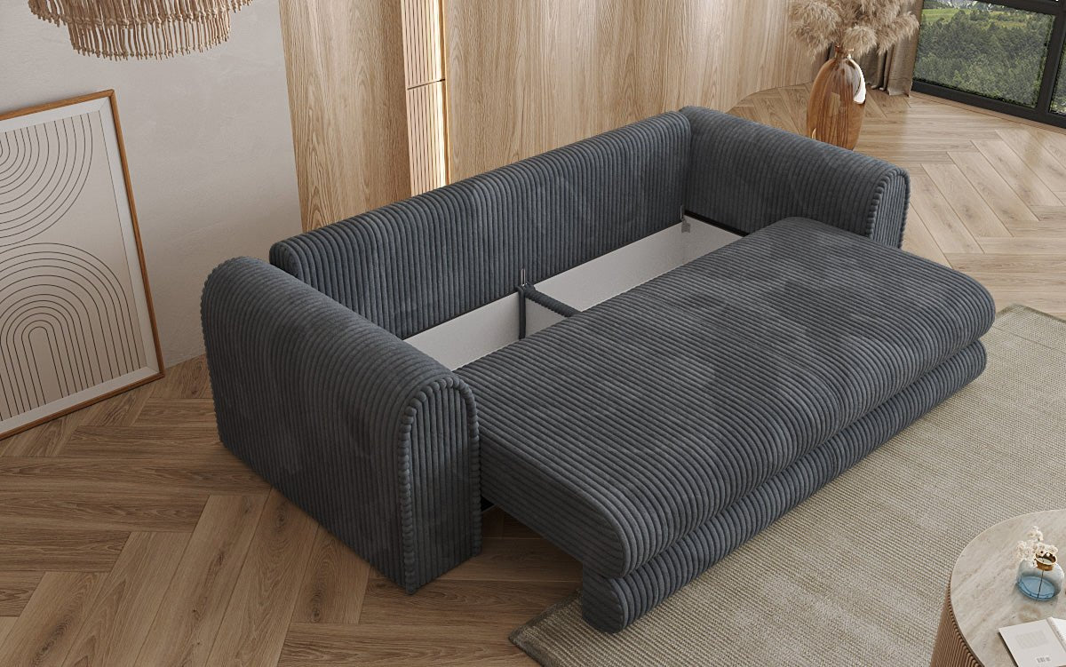 Designbank Lil Buddy 3-zits met slaapfunctie en opbergruimte in breedcorduroy