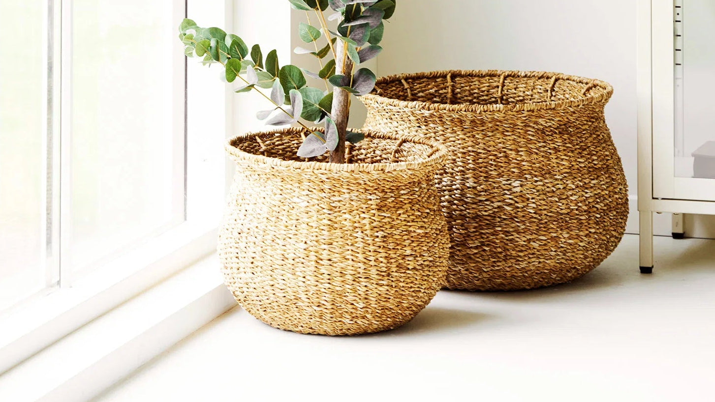 Lot de 2 paniers Medelin - en polyester et Bois