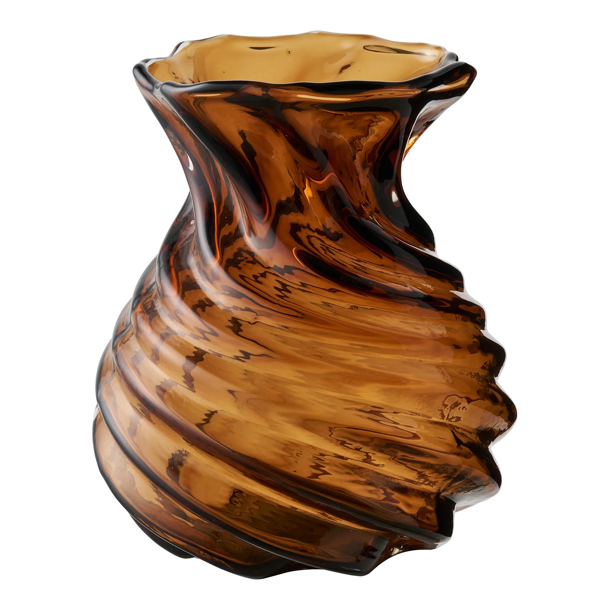 Vaas Terra – Rookbruin glas met draaieffect