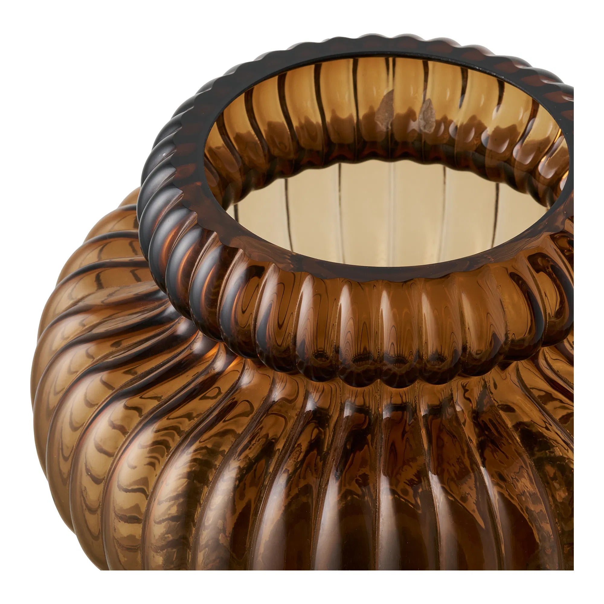 Vaas „Clara“ – Geribbeld glas in Smoky Brown