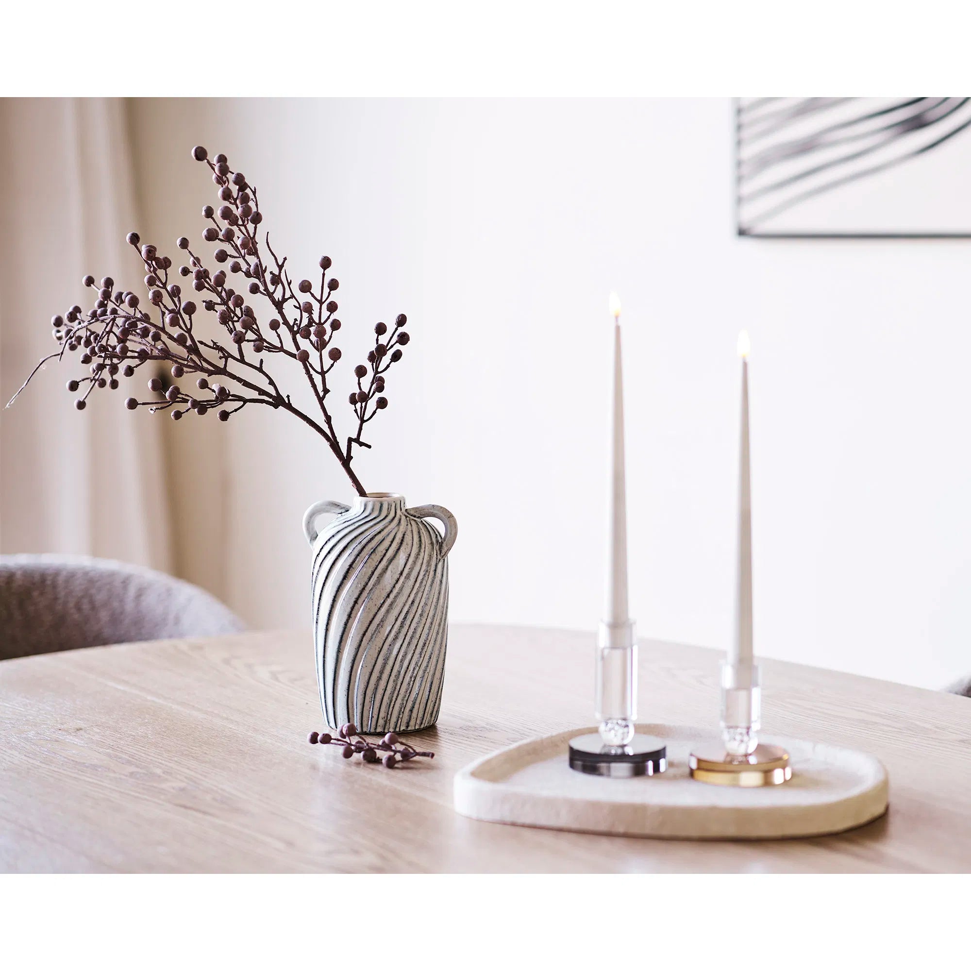 Vaas Linea Blu – keramische vaas met handvatten