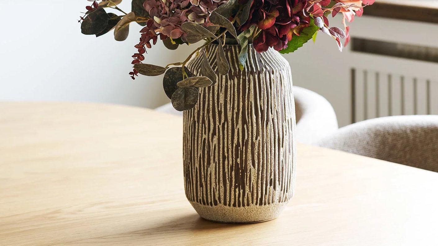 Vase Holiday - aus Keramik in Braun/Weiß
