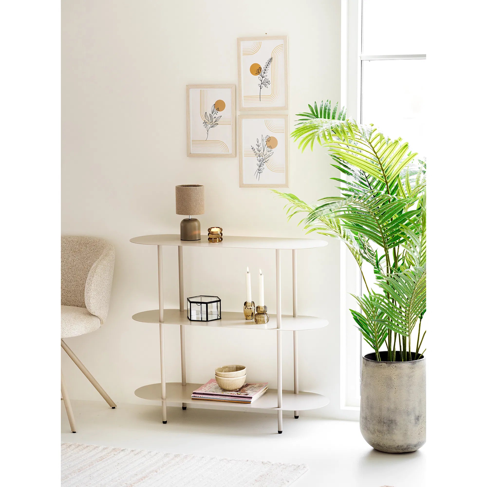 Vaas Narvella - van Metaal in antieke beige look (set van 2)