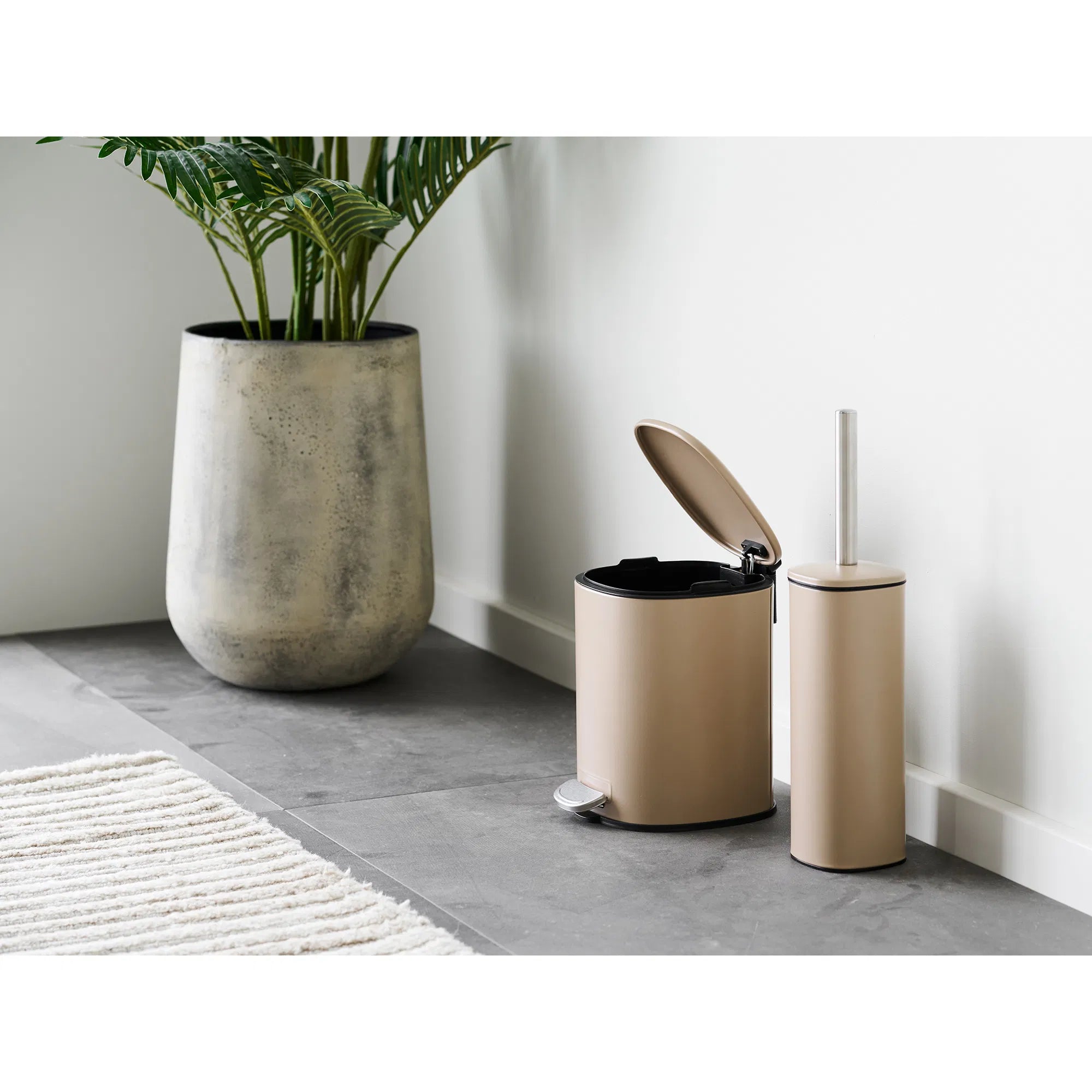 Vaas Narvella - van Metaal in antieke beige look (set van 2)