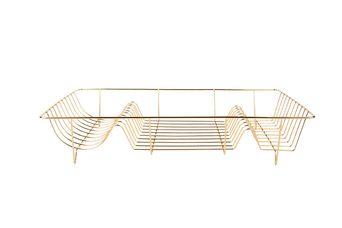 Afdruiprek Lino – Goudkleurig ontwerp met zwarte opvangschaal