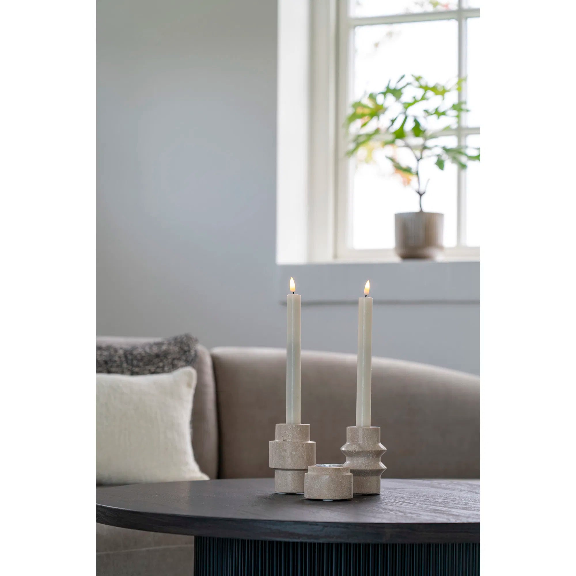 Kaarshouder-set "Traverno Duo" – natuursteen-design van travertijn