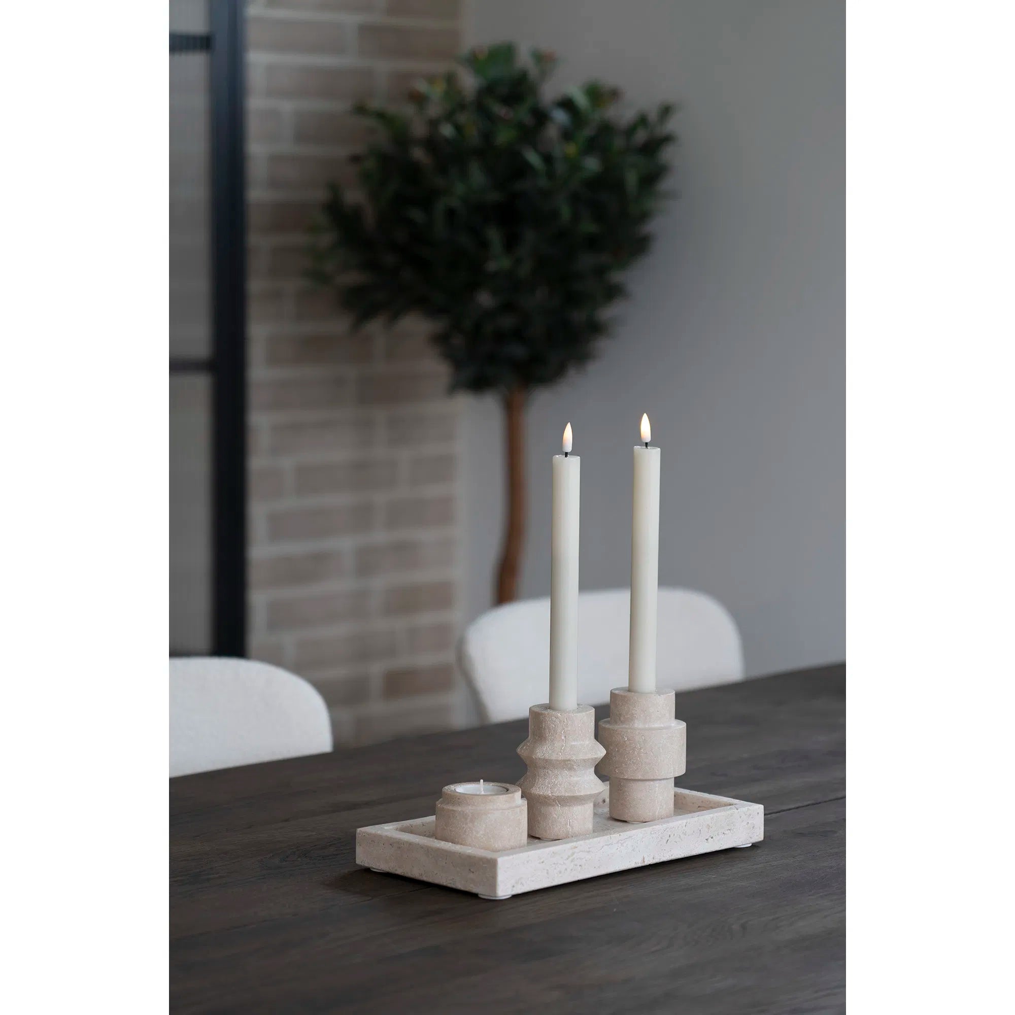 Kaarshouder-set "Traverno Duo" – natuursteen-design van travertijn