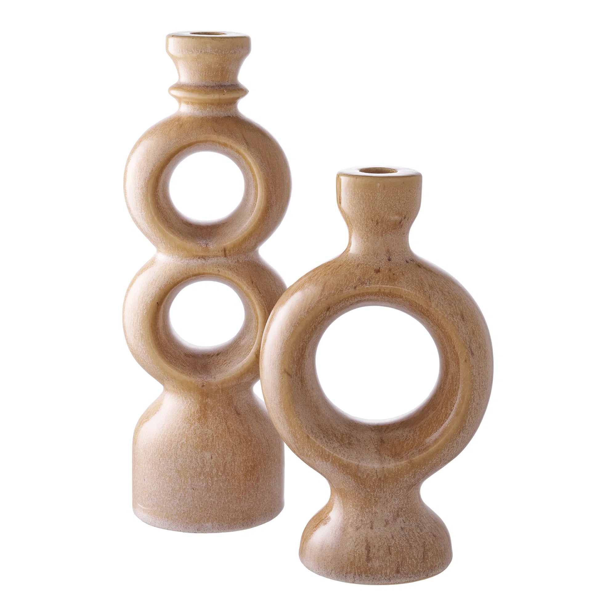 Ensemble de porte-bougies « Anello Duo » – Céramique en Marron