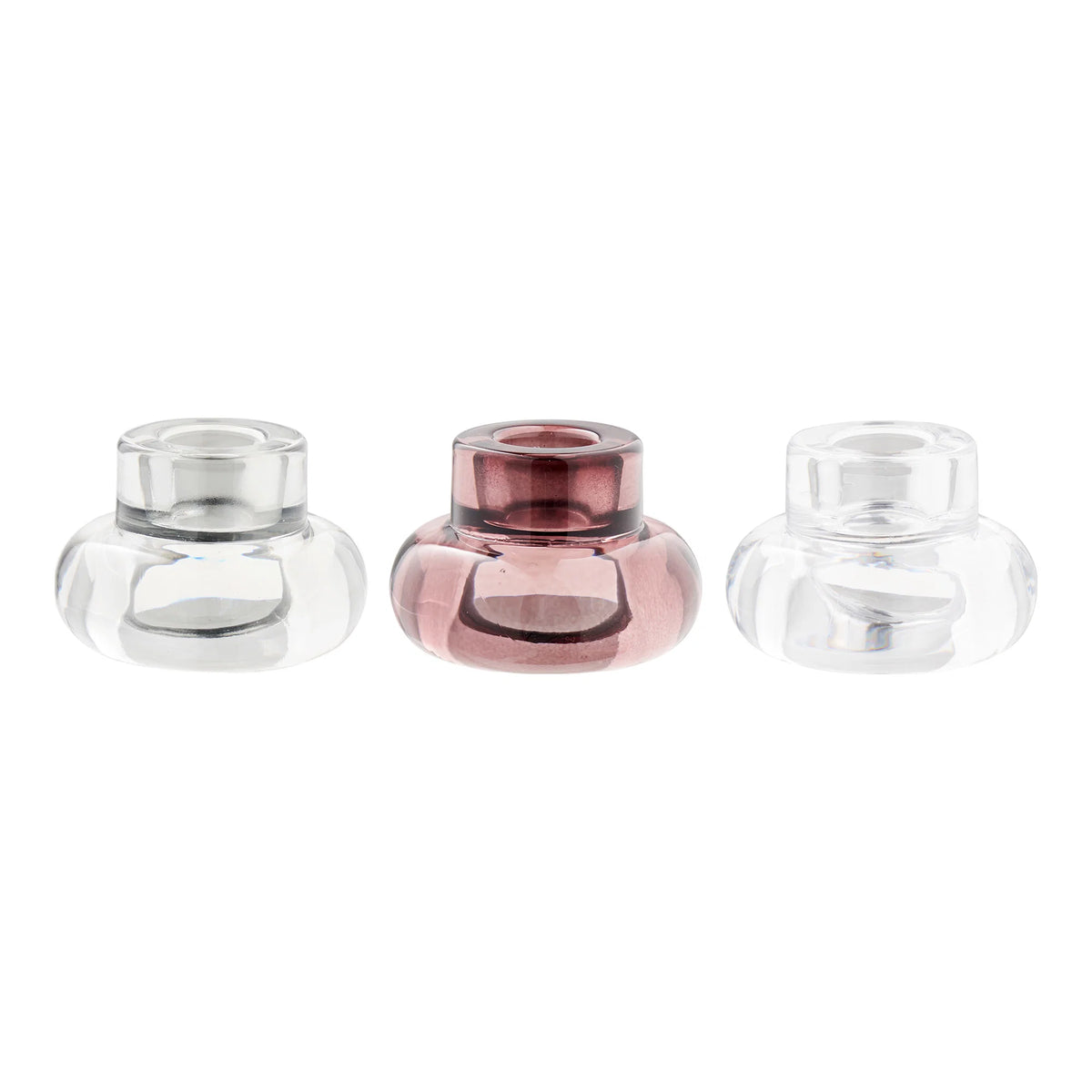 3-delige set kandelaars Glossy - in 3 kleuren van glas