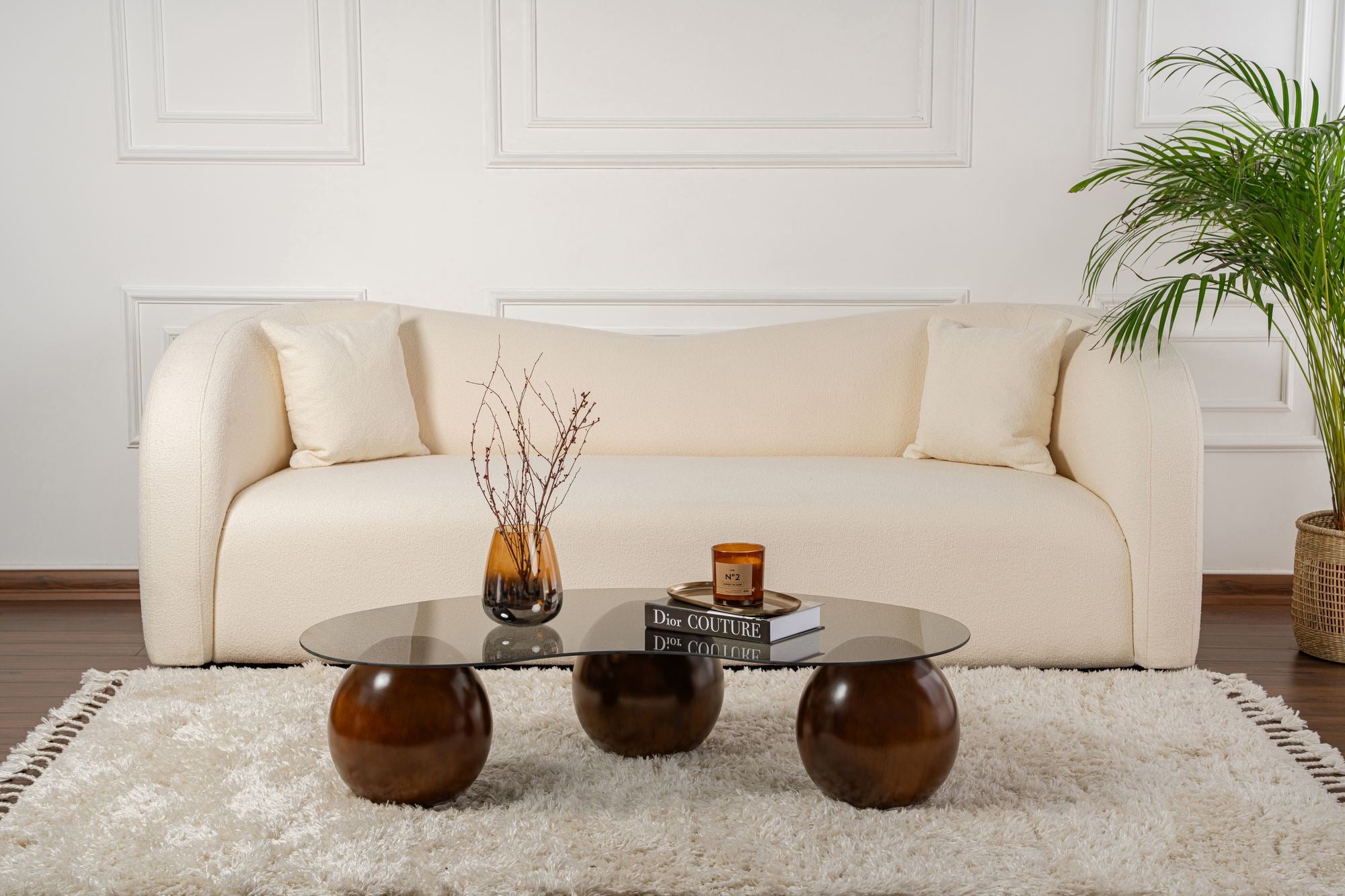 Salontafel Belaro - met gebogen glazen blad