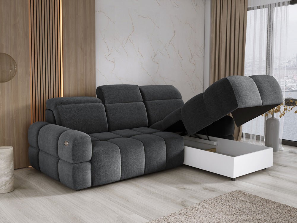 Designbank Arosa L met elektrische slaapfunctie in Bouclé