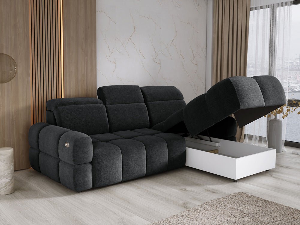 Designbank Arosa L met elektrische slaapfunctie in Bouclé